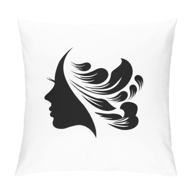 Personality  Stylized Woman Head Silhouette For Hair Product Logo Or Hair Salon Pillow Covers