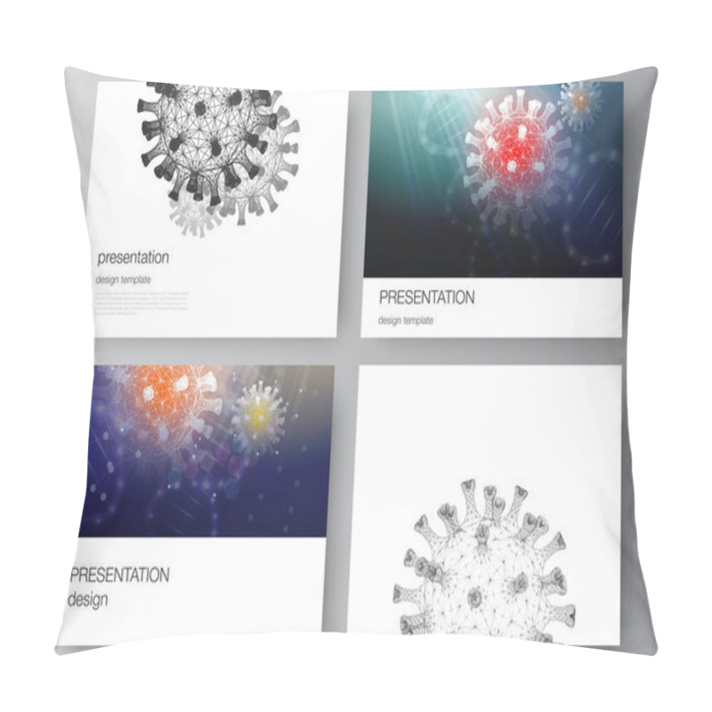 Personality  Vector Layout Of The Presentation Slides Design Business Templates, Multipurpose Template For Presentation Report. 3d Medical Background Of Corona Virus. Covid 19, Coronavirus Infection. Virus Concept Pillow Covers