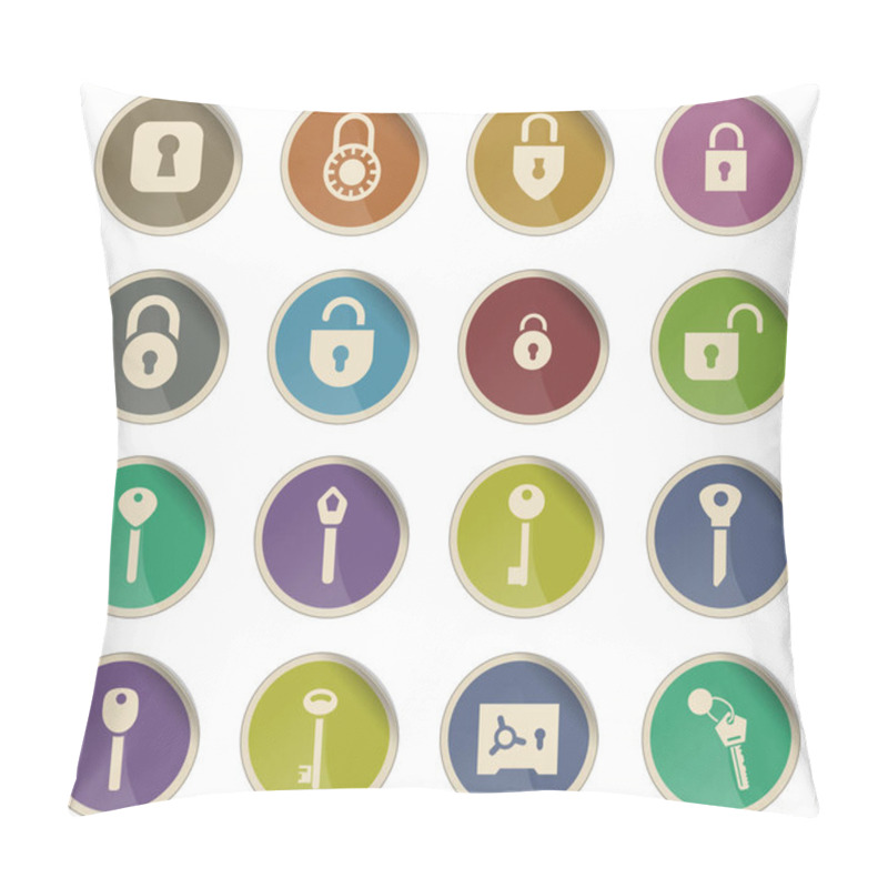 Personality  Lock And Key Icon Set Pillow Covers