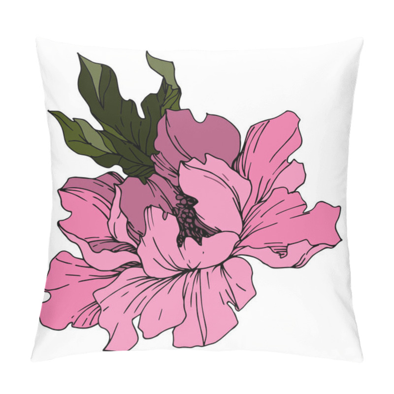 Personality  Vector Peony Floral Botanical Flowers. Black And White Engraved  Pillow Covers