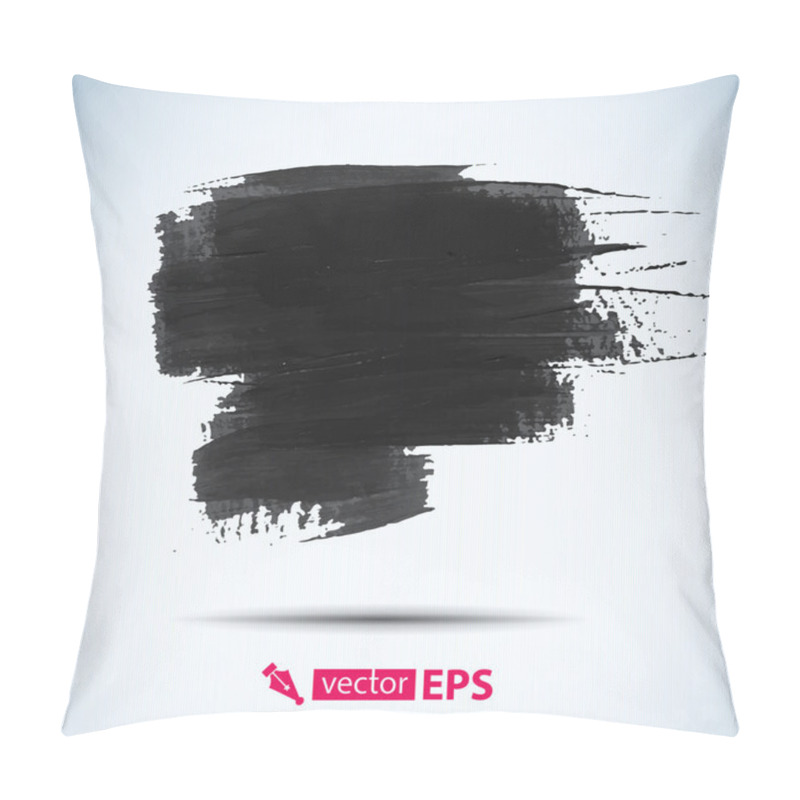 Personality  Vector Acrylic Black Ink Spot. Wet Brush Stroke On Paper Texture. Dry Brush Strokes. Abstract Composition For Design Elements Pillow Covers