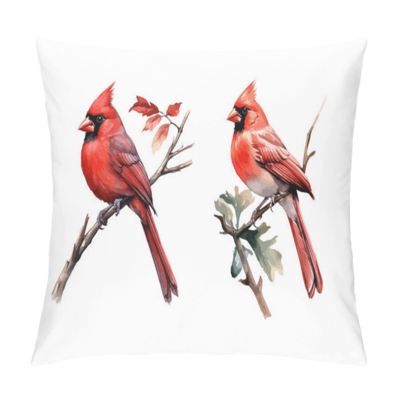 Personality  Red Cardinal Clipart, Isolated Vector Illustration. Pillow Covers