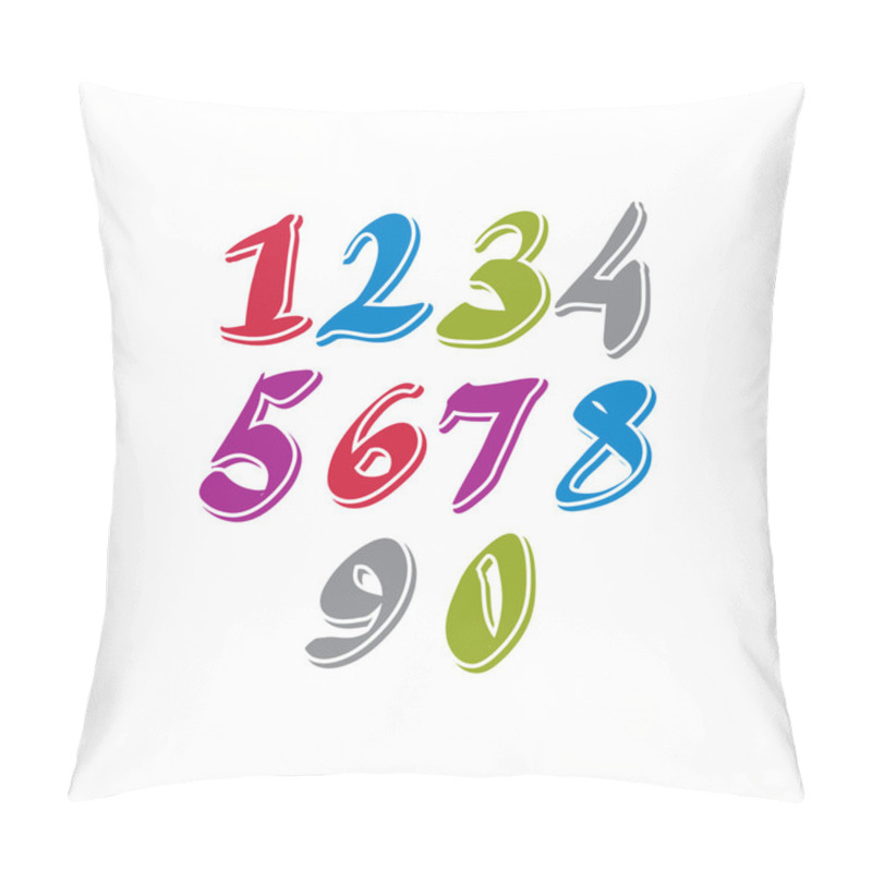 Personality  Contemporary Handwritten Vector Digits, Vector Numerals. Pillow Covers