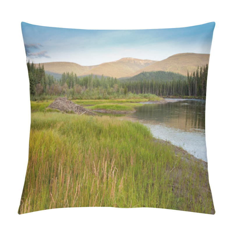 Personality  Beaver Castor Canadensis Lodge In Taiga Wetlands Pillow Covers