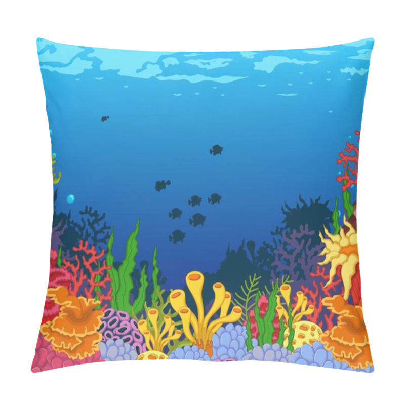 Personality  Beauty Corals With Underwater View Background Pillow Covers