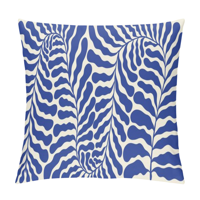 Personality  Abstract Minimal Poster. Contemporary Background, Modern Print Blue Floral Element, Organic Wavy Shapes Matisse Style. Vector Art. Pillow Covers