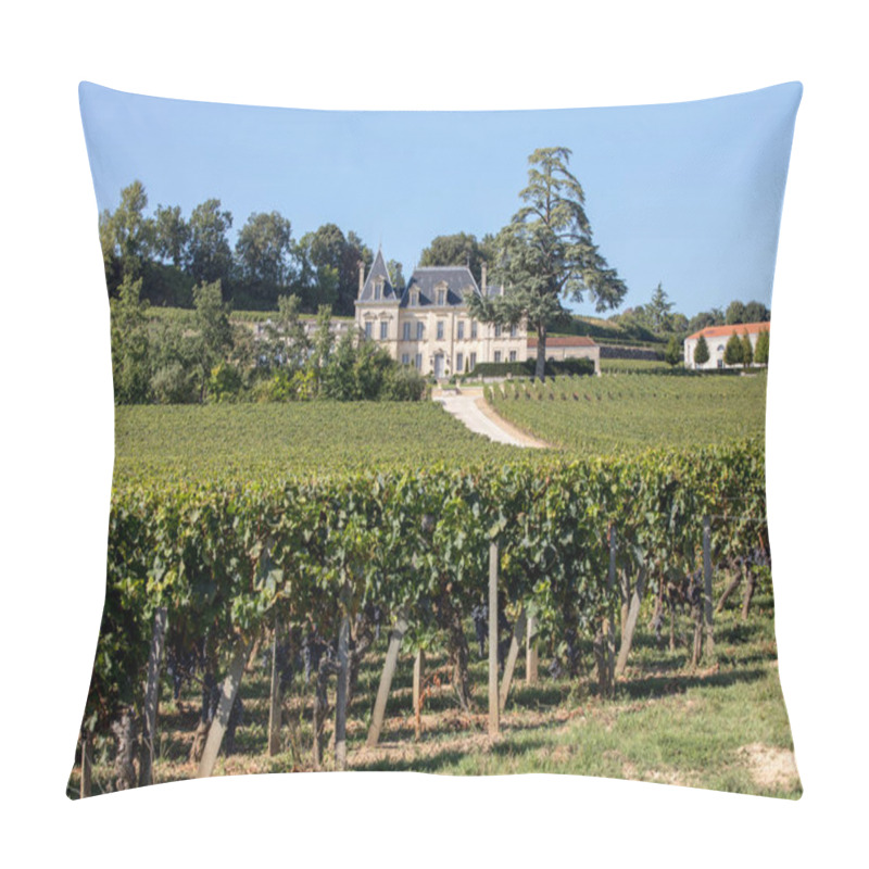 Personality  Saint Emilion, France - September 11, 2018: Vineyard Of Chateau Fonplegade - Name (literally Fountain Of Plenty) Was Derived From The Historic 13th Century Stone Fountain That Graces The Estate's Vineyard. St Emilion, France Pillow Covers