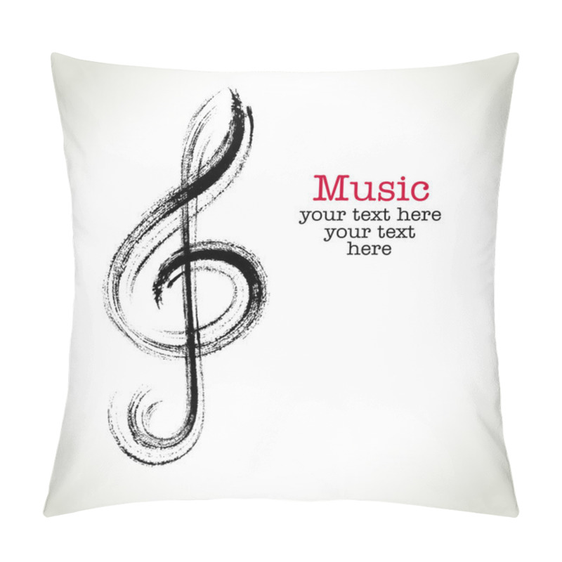 Personality  Grunge Drawing Black Clef With Brushwork Pillow Covers