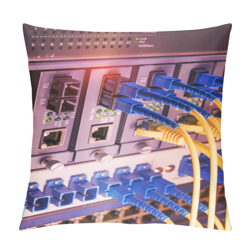 Personality  Fiber Optic Cables Connected To Optic Ports And UTP, Network Cables Connected To Ethernet Ports. Pillow Covers