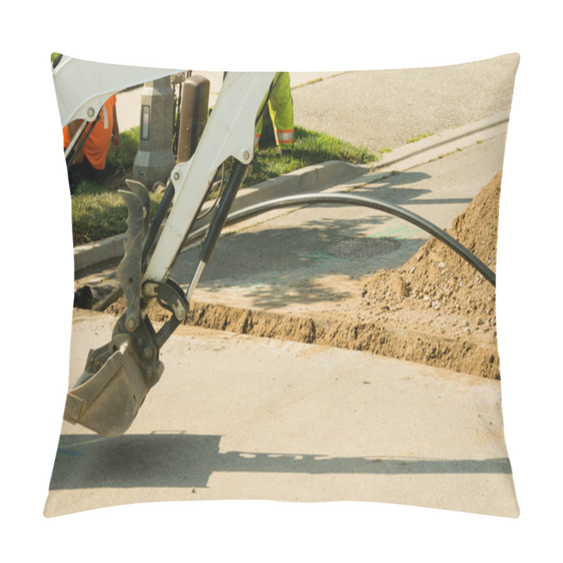 Personality  Laying A TV Cable Across The Road Pillow Covers