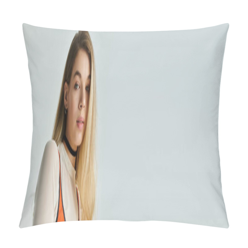 Personality  A Young Woman With Flowing Hair Embraces Her Beauty, Exuding Confidence And Elegance. Pillow Covers