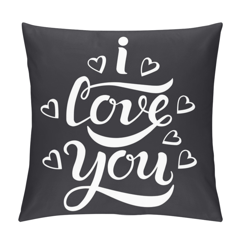 Personality  Hand Drawn I Love You Typography Lettering Poster. Vector Illustration For Greeting Cards, Valentines Day, Mothers Day, Wedding Cards. Black And White I Love You Illustration. EPS 10 File. Pillow Covers