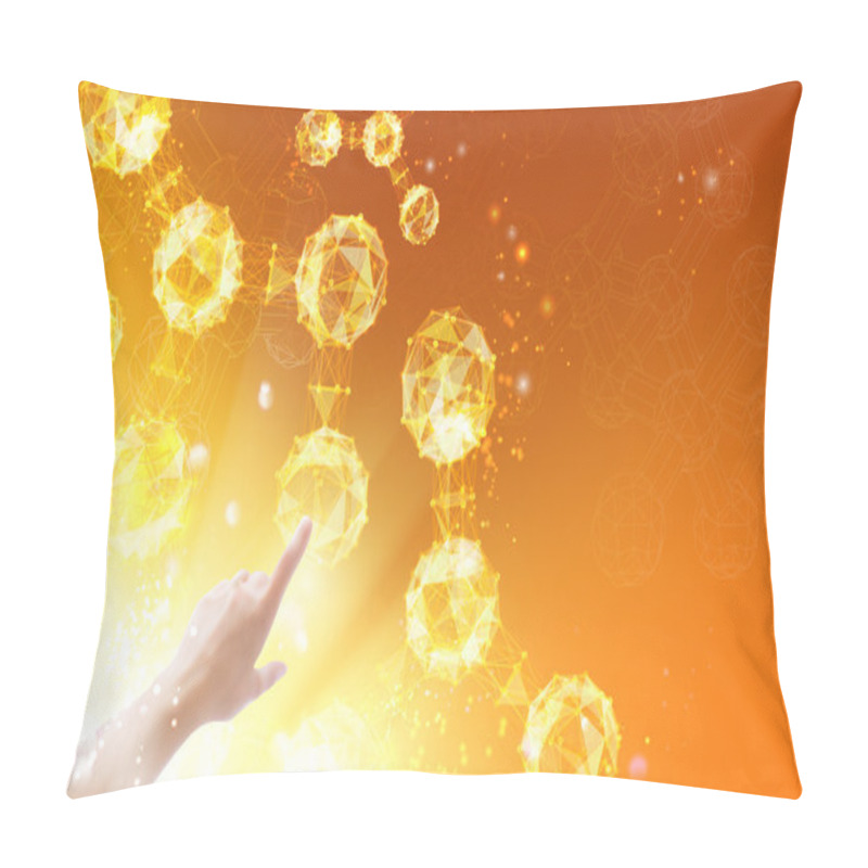 Personality  Hand Over Atoms. Pillow Covers