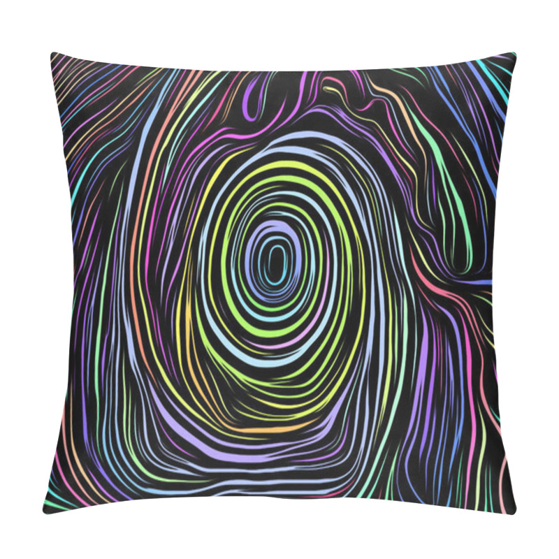 Personality  Woodcut Series. Woodcut Of Abstract Vortex Pattern On The Subject Of Creativity, Art And Design Pillow Covers