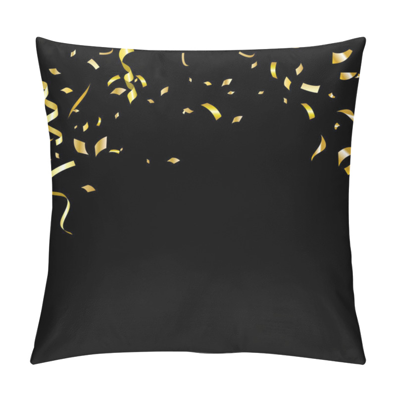 Personality  3D Gold Confetti At Black Background Template Design, Vector Illustration Pillow Covers