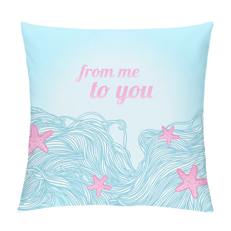 Personality  Pattern With Waves, Starfishes And Corals Pillow Covers