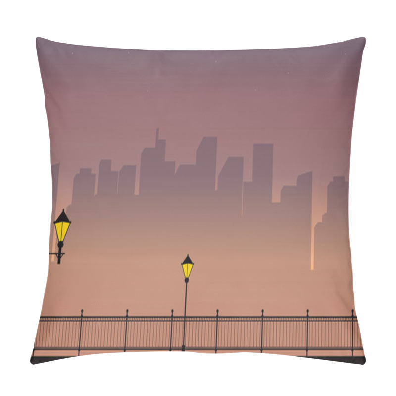 Personality  Landscape Street Lamp With Building Background Silhouettes Pillow Covers