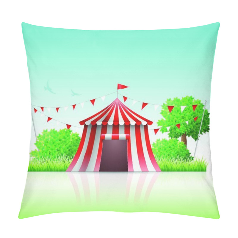 Personality  Vector Illustration Of Circus In Nature. Pillow Covers