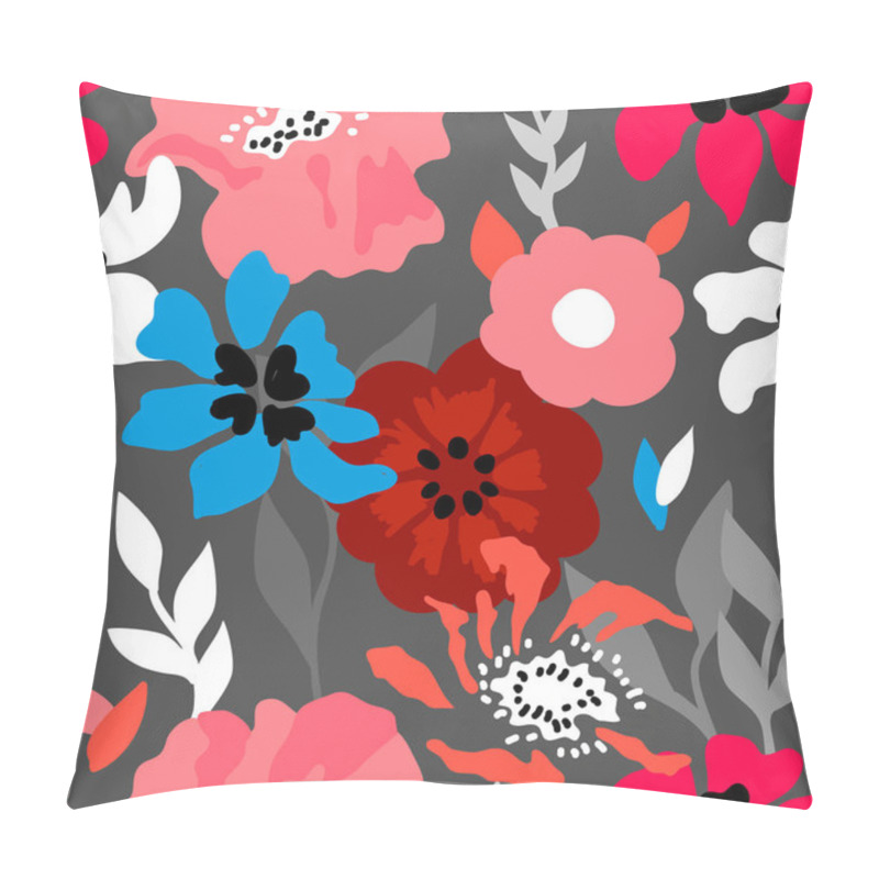 Personality  Pink And Grey Floral Composition. Pillow Covers