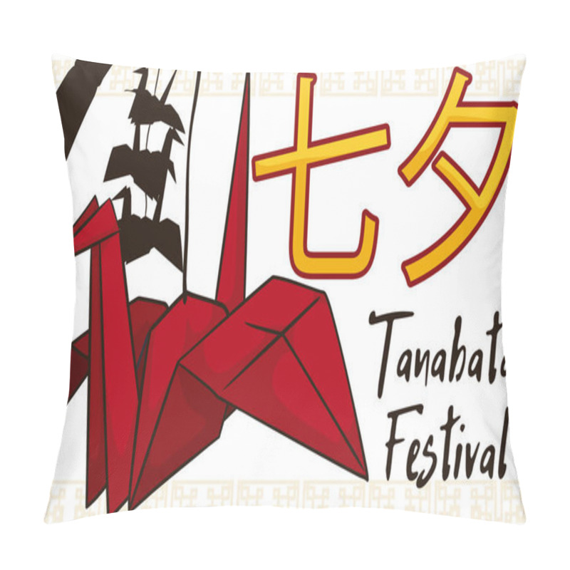 Personality  Red Origami Crane For Tanabata Festival Celebration, Vector Illustration Pillow Covers