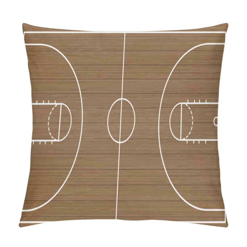 Personality  Basketball Court Floor On Hardwood Textured Background, Vector Illustration Pillow Covers