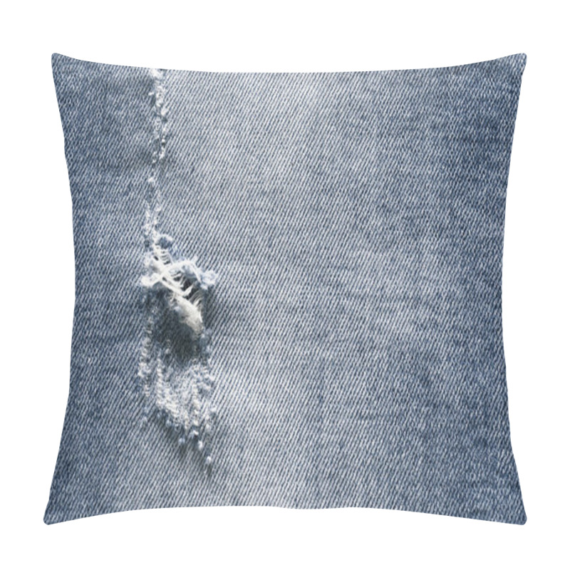 Personality  Close-up Of Hole In The Jeans Pants, Texture Background Pillow Covers