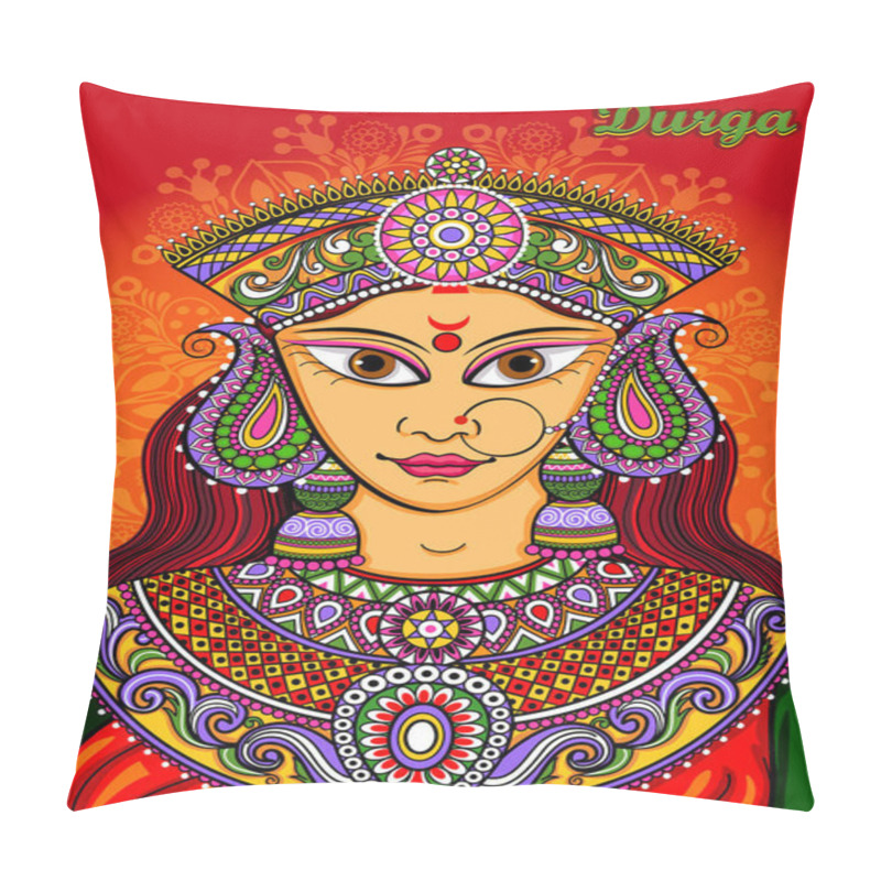 Personality  Indian Goddess Durga Sculpture For Durga Puja Holiday Festival Of India In Dussehra Vijayadashami Navratri Pillow Covers