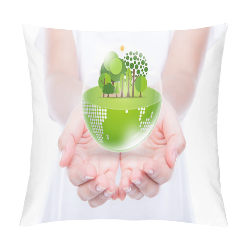 Personality  Woman Hands Over Body Hold Eco Friendly Earth Pillow Covers