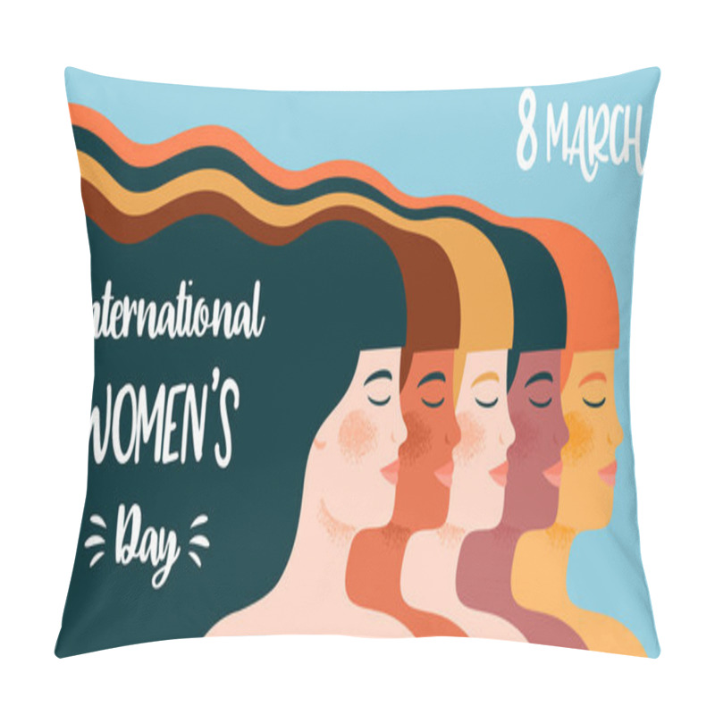 Personality  International Womens Day. Vector Illustration With With Different Women. Struggle For Freedom, Independence, Equality. Pillow Covers