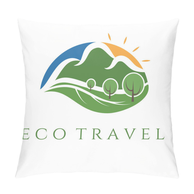 Personality  Eco Travel Illustration Wit Mountains And Trees Pillow Covers