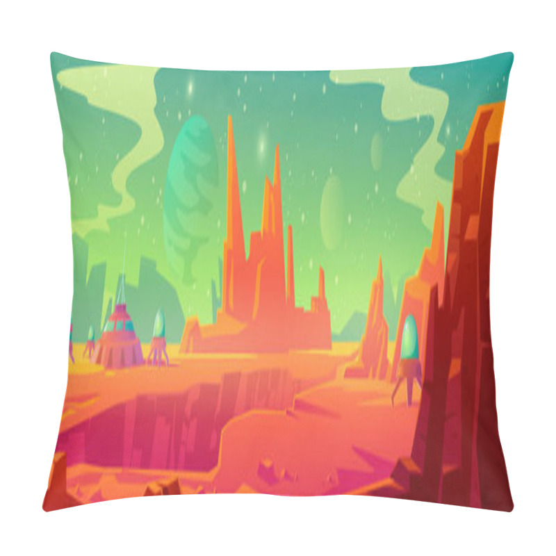 Personality  Landscape Of Mars Surface With Colony Base Pillow Covers