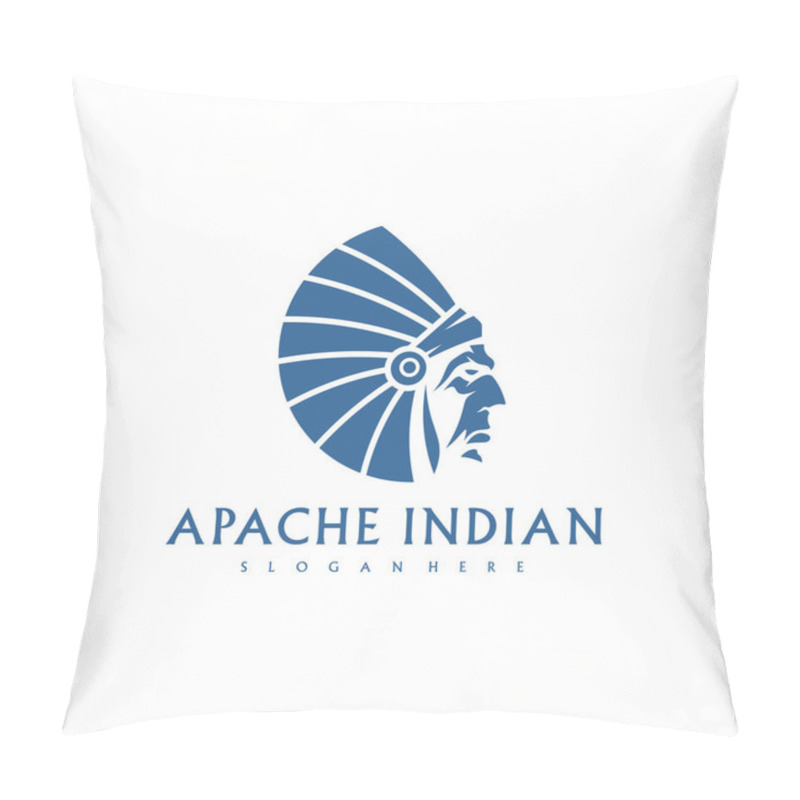 Personality  American Indian Logo. Indian Emblem Design Editable For Your Business. Vector Illustration. Pillow Covers