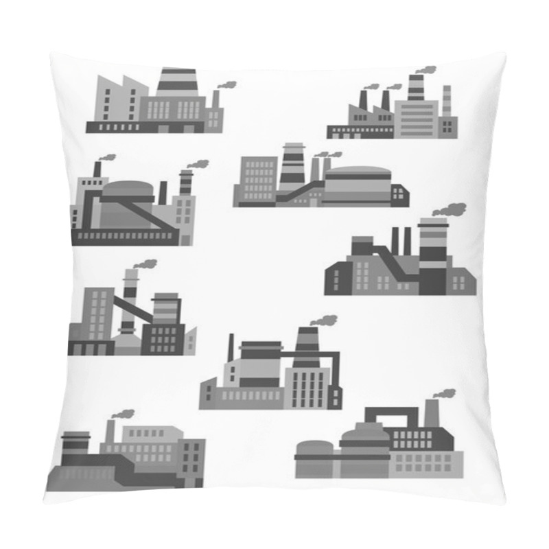 Personality  Flat Plants And Factories Icons Pillow Covers