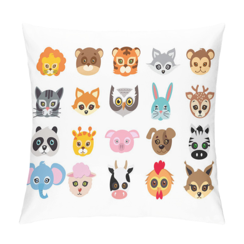 Personality  Collection Of Different Animal Masks On Faces Pillow Covers