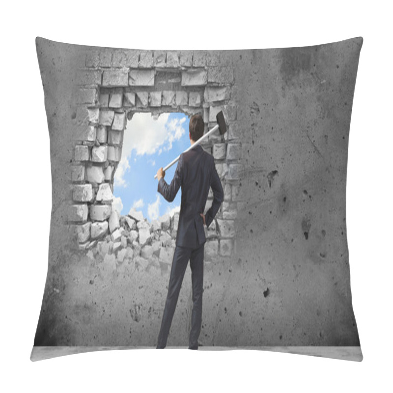 Personality  Businessman With Hammer In Hands Pillow Covers