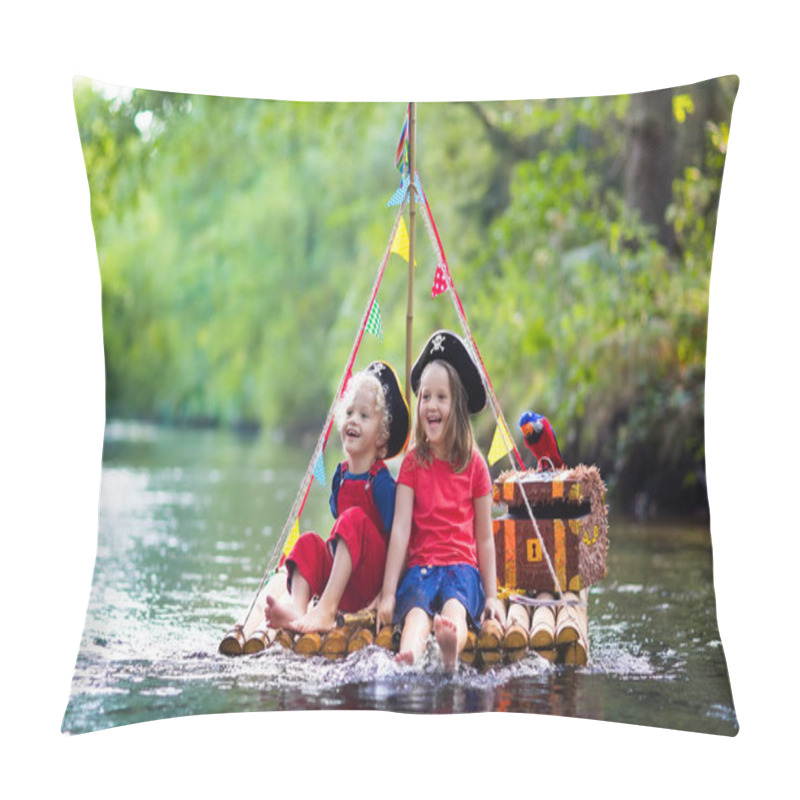 Personality  Kids Playing Pirate Adventure On Wooden Raft Pillow Covers