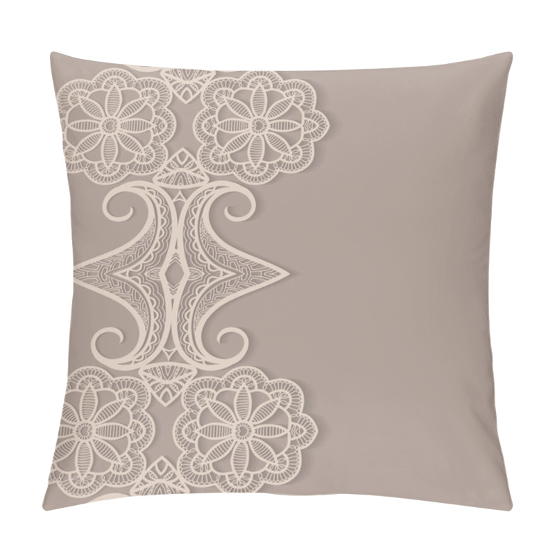 Personality  Wedding Invitation Or Greeting Card Design With Lace Pattern, Ornamental Vector Illustration Pillow Covers