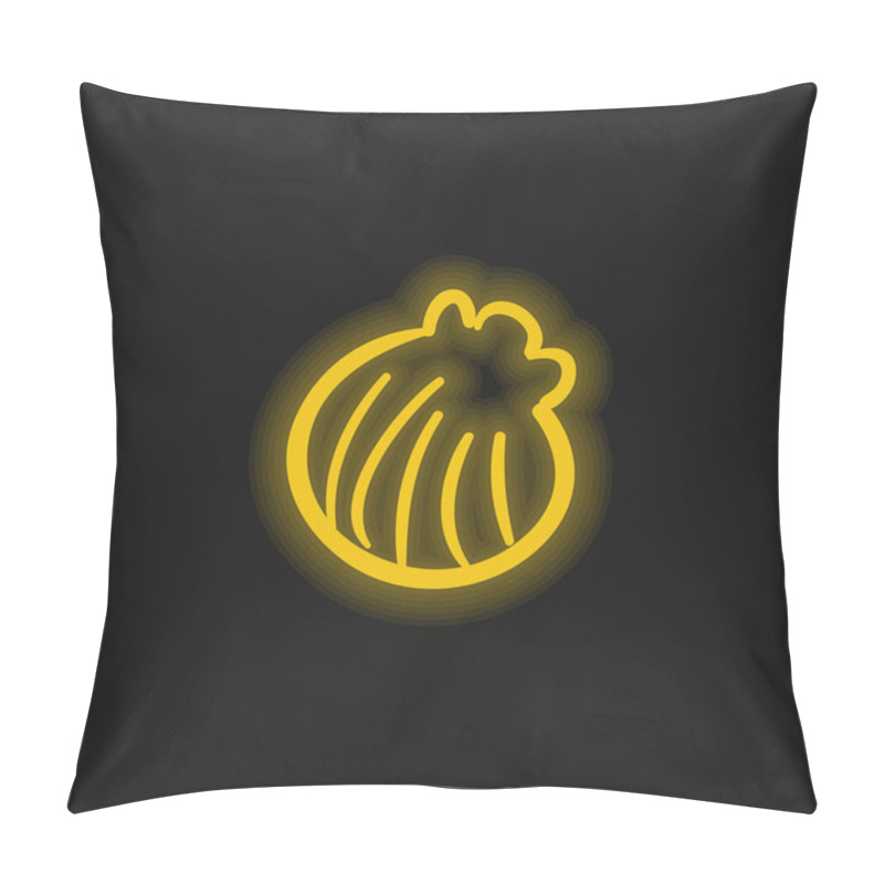 Personality  Beach Shell Hand Drawn Shape Yellow Glowing Neon Icon Pillow Covers