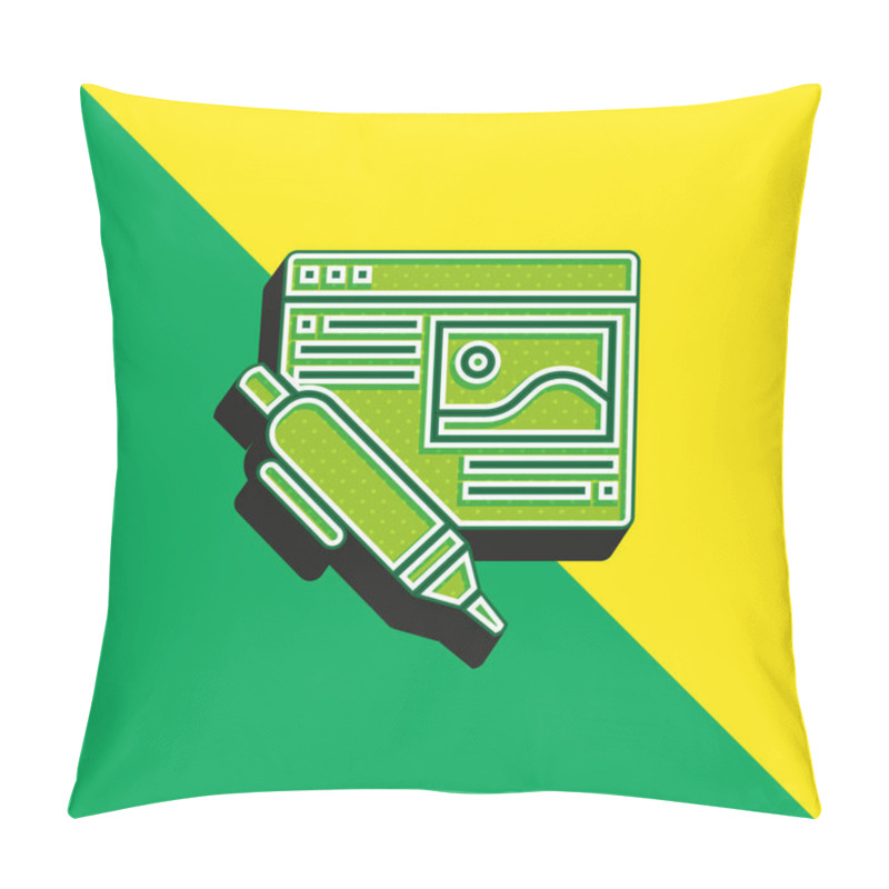 Personality  Blog Green And Yellow Modern 3d Vector Icon Logo Pillow Covers