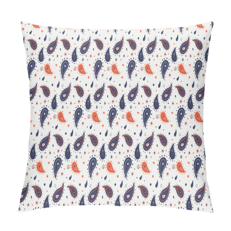 Personality  Vibrant Paisley Pattern In Navy And Coral On A Cream Background. Perfect For Textiles, Wallpaper, Or Website Design.  Adds A Touch Of Ethnic Flair And Modern Style To Any Project. Pillow Covers