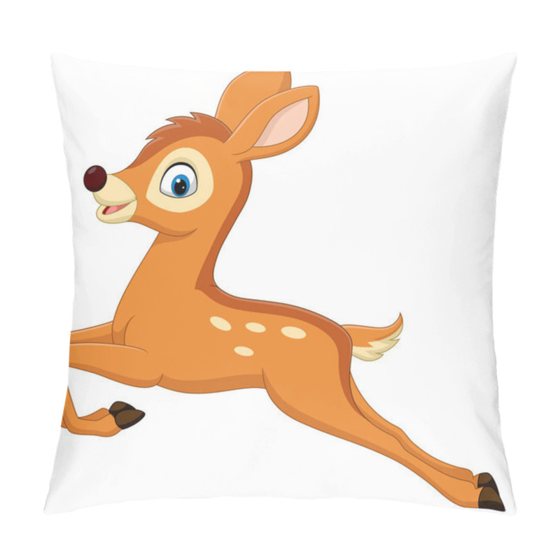 Personality  Vector Illustration Of Cute Baby Deer Cartoon Jumping Pillow Covers