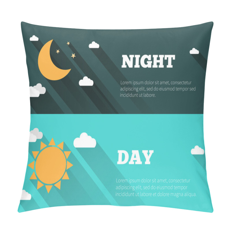 Personality  Day And Night Sky Banners Pillow Covers