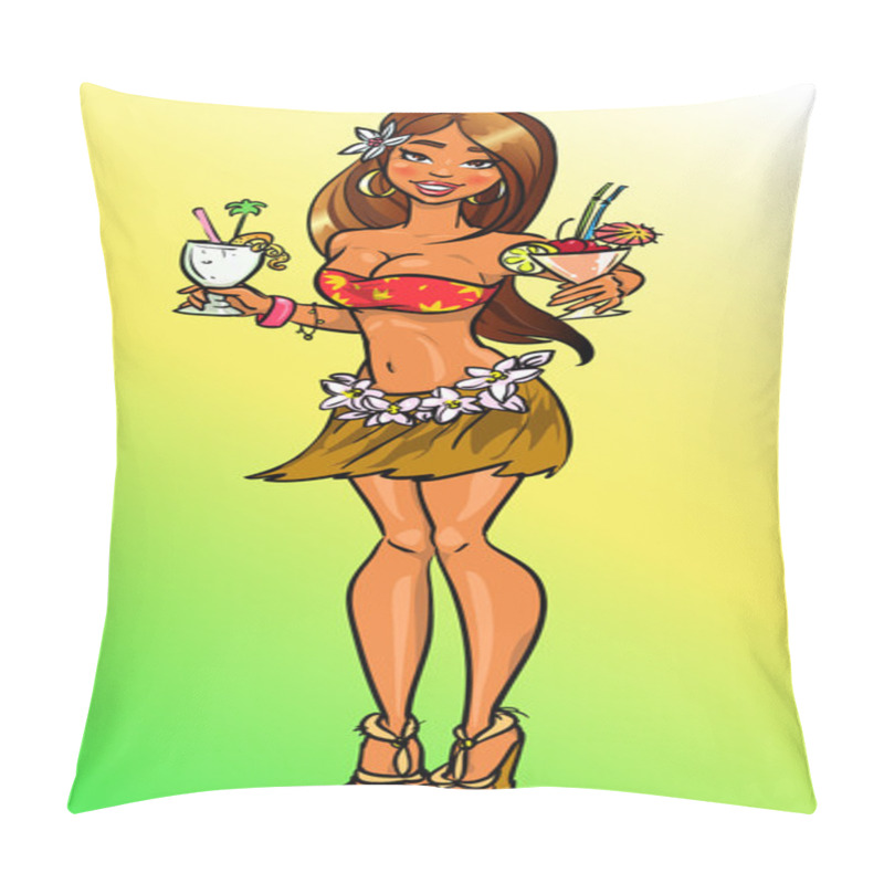 Personality  Sexy Girl With Two Cocktails, Party Invitation Pillow Covers