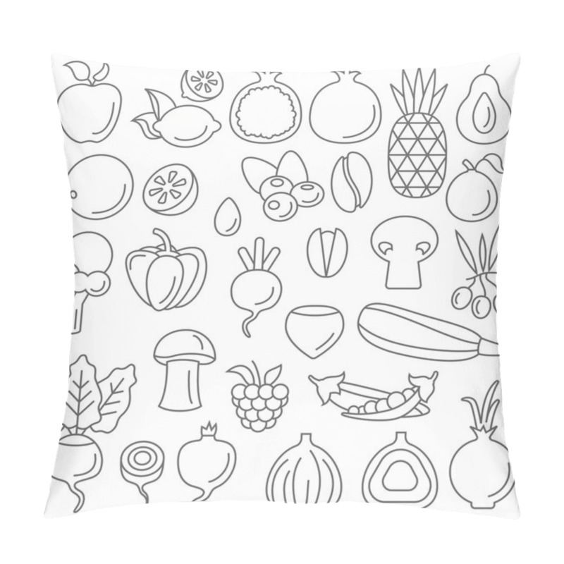 Personality  Line Art Set Of Fruits And Vegetables Pillow Covers