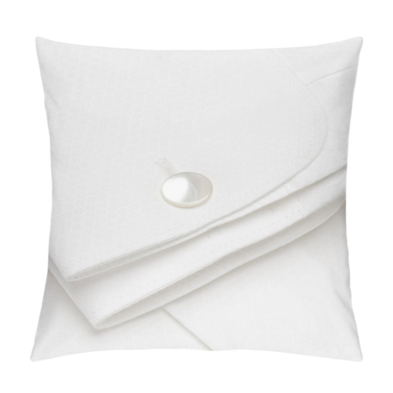 Personality  Classic White Shirt Cuff Made Of Textured Fabric With Pearl Cufflinks Close Up Pillow Covers