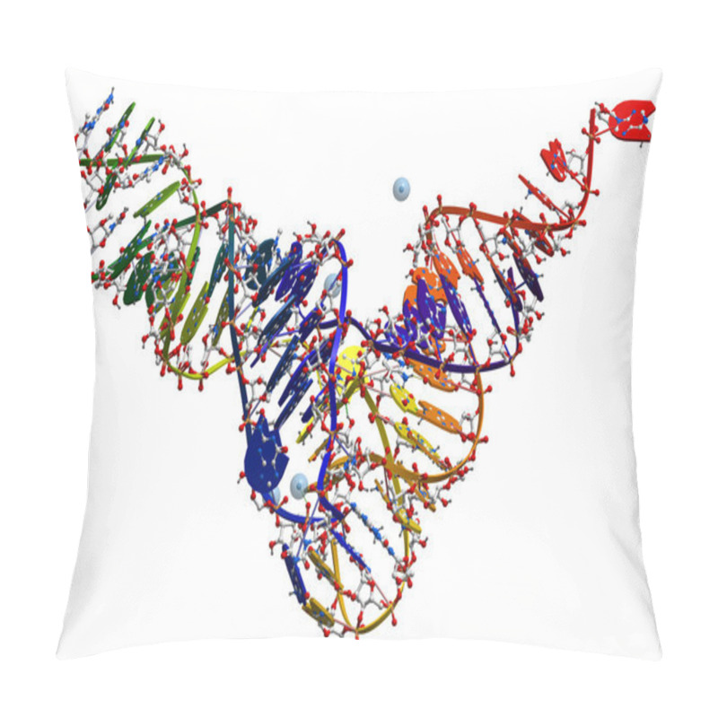 Personality  Transfer Ribonucleic Acid Of Yeast. 3D Molecular Structure Pillow Covers