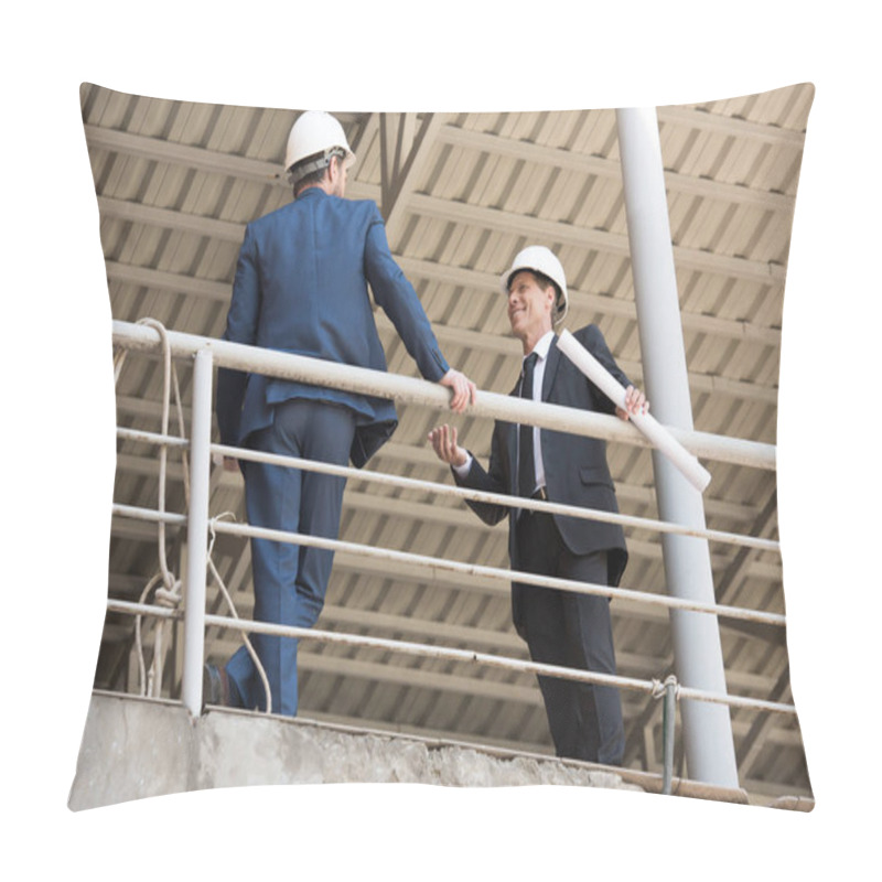 Personality  Contractors Talking On Construction Site Pillow Covers