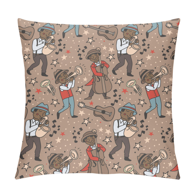 Personality  Seamless Pattern With Cute Doodle Musicians In 1920's Style Pillow Covers