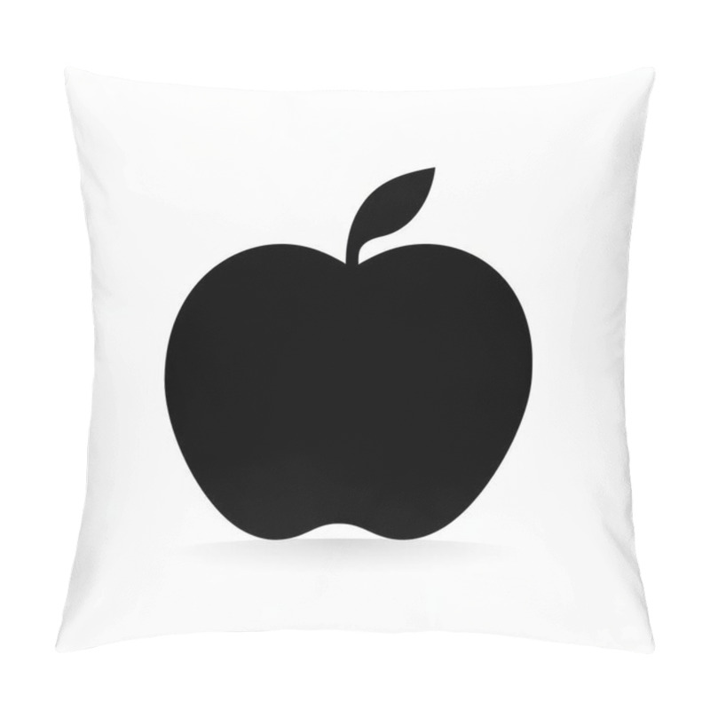 Personality  A Stylized Black Silhouette Of An Apple, Featuring A Simple Leaf Design. Pillow Covers