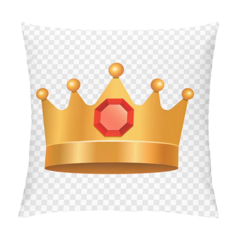 Personality  Pink Crown For A Princess Girl With A Diamond Stone In The Shape Of A Heart. Flat Vector Illustration Isolated Pillow Covers